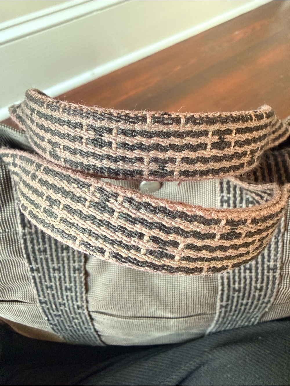 Authentic Hermès Herline Canvas MM Tote Bag - Gray - Picture 16 of 16